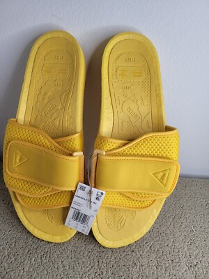 NWT Adidas Originals Pharrell Mens 13 Yellow Chancletas HU Boost Slides HO4407