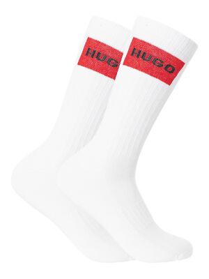 

Мужские носки с логотипом HUGO, 2 шт., белые, Белый, 50510640-10257974-100
