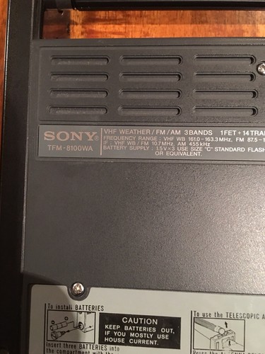 Vintage Sony Solid State TFM-8100WA AM / FM / Weather Band Radio