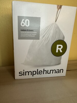 simplehuman Code R 10L Custom Fit Trash Can Liner 60 Pieces - White