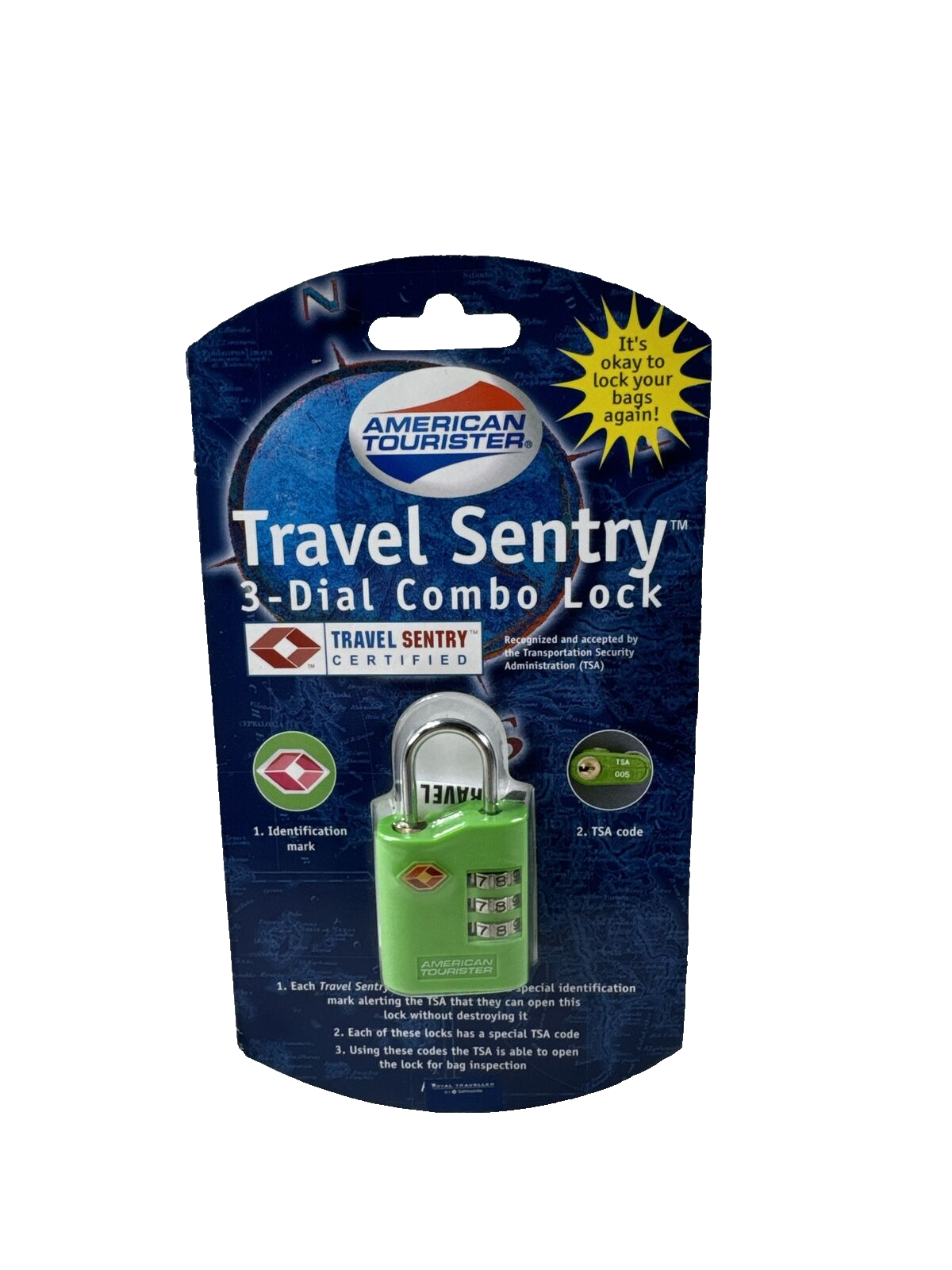 NEW OLD STOCK AMERICAN TOURISTER 3 Dial TSA Combination Lock Travel Luggage Lock eBay