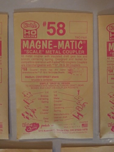 Kadee - #58 - Magne-Matic Metal Couplers - Lot of 5 - HO Scale - New