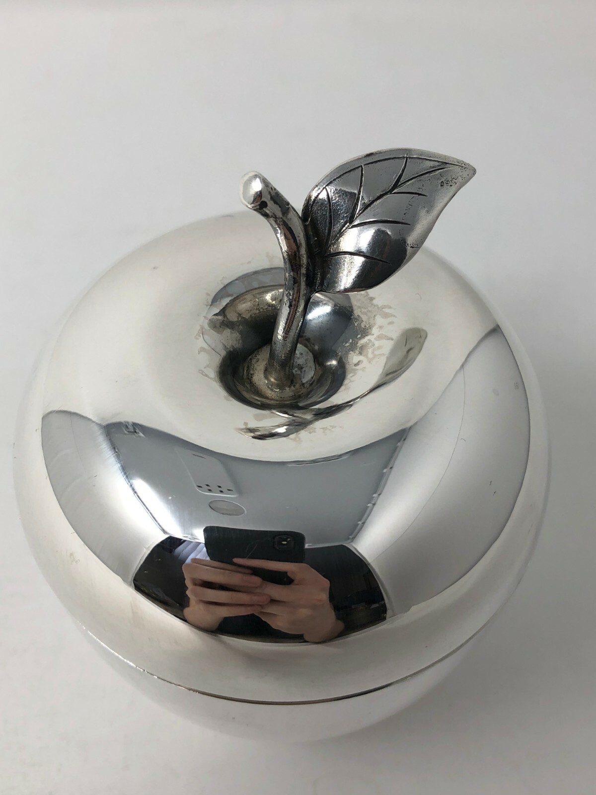 Tiffany & Co Sterling Silver Large Apple 2 pc Trinket Box 4.25