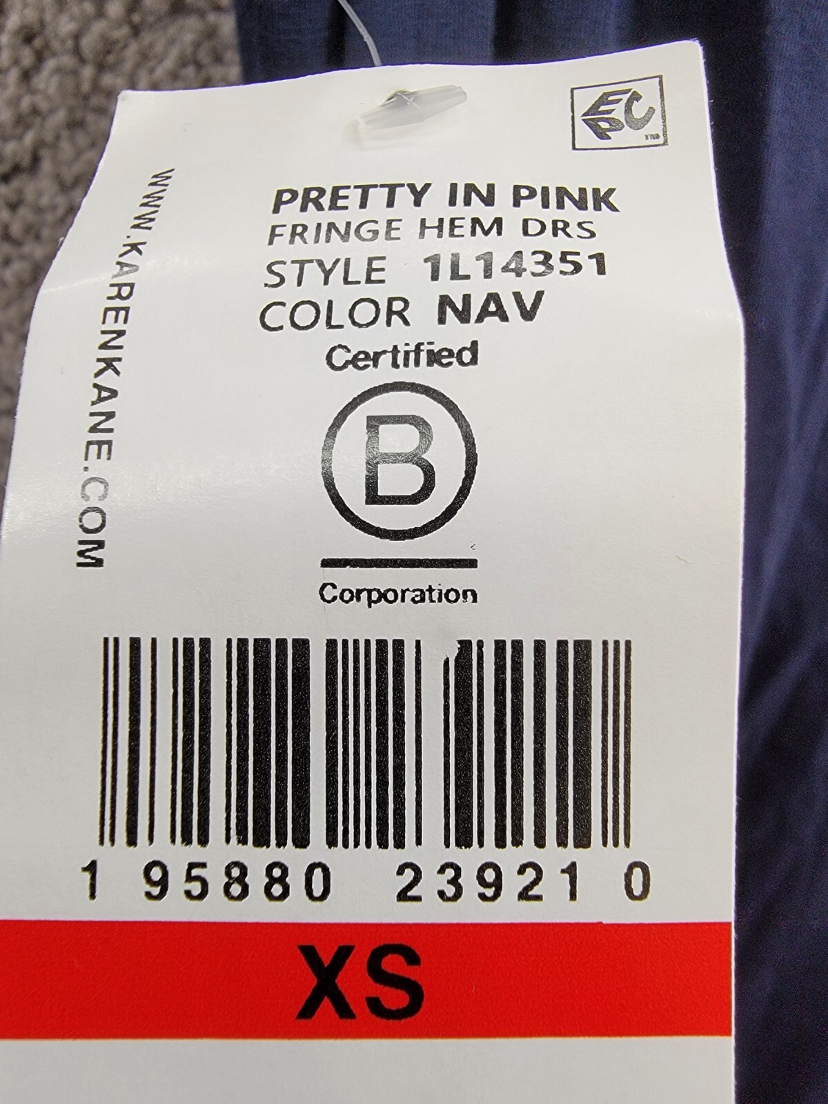 Karen Kane Fringe Hemline Dress Women's XS Navy Round Neck Pullover Style - Picture 15 of 15