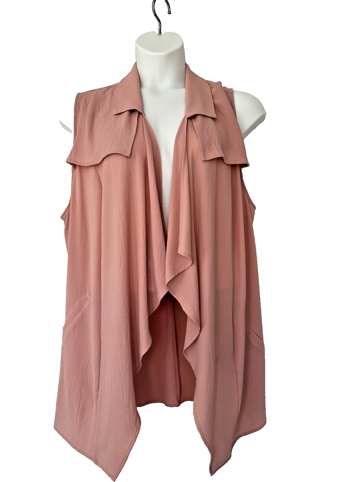 Catherines Womens Draped Front Sleeveless Duster 2X Peach/Salmon Brand New Tags