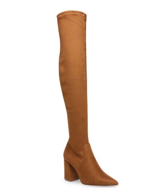 

STEVE MADDEN Женские коричневые модельные сапоги на каблуке с застежкой-молнией 22 дюйма, Коричневый, JACO02S1