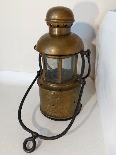 Antique J Guichard & Co Brass Navy Maritime Ship Oil Lamp - Thumbnail 4