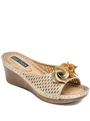 

ХОРОШИЙ ВЫБОР Женские золотистые сандалии без шнуровки на танкетке с цветочным узором 1/2 дюйма, размер 9 м, Золотой, JULIET