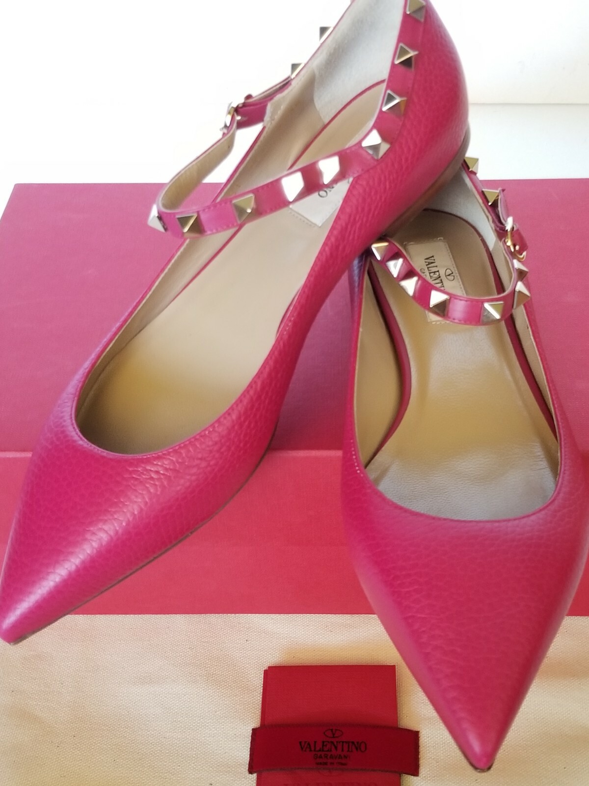 Valentino Garavani Rockstud Pointy Toe Mary Jane Flat Pump