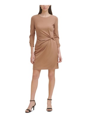 

TOMMY HILFIGER Женское коричневое платье длиной выше колена с рукавами 3/4 спереди, Коричневый