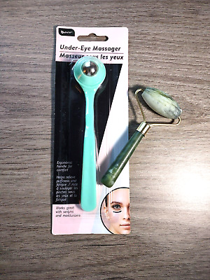 2PC SET JADE FACE ROLLER & UNDER-EYE MASSAGER FOR BETTER SKIN TONE COMPLEXION