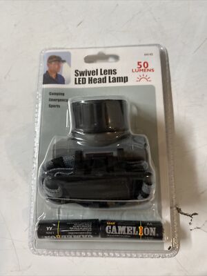 Swivel Lens LED 50 Lumens Headlamp Flashlight with Headband Strap Black/Gray 