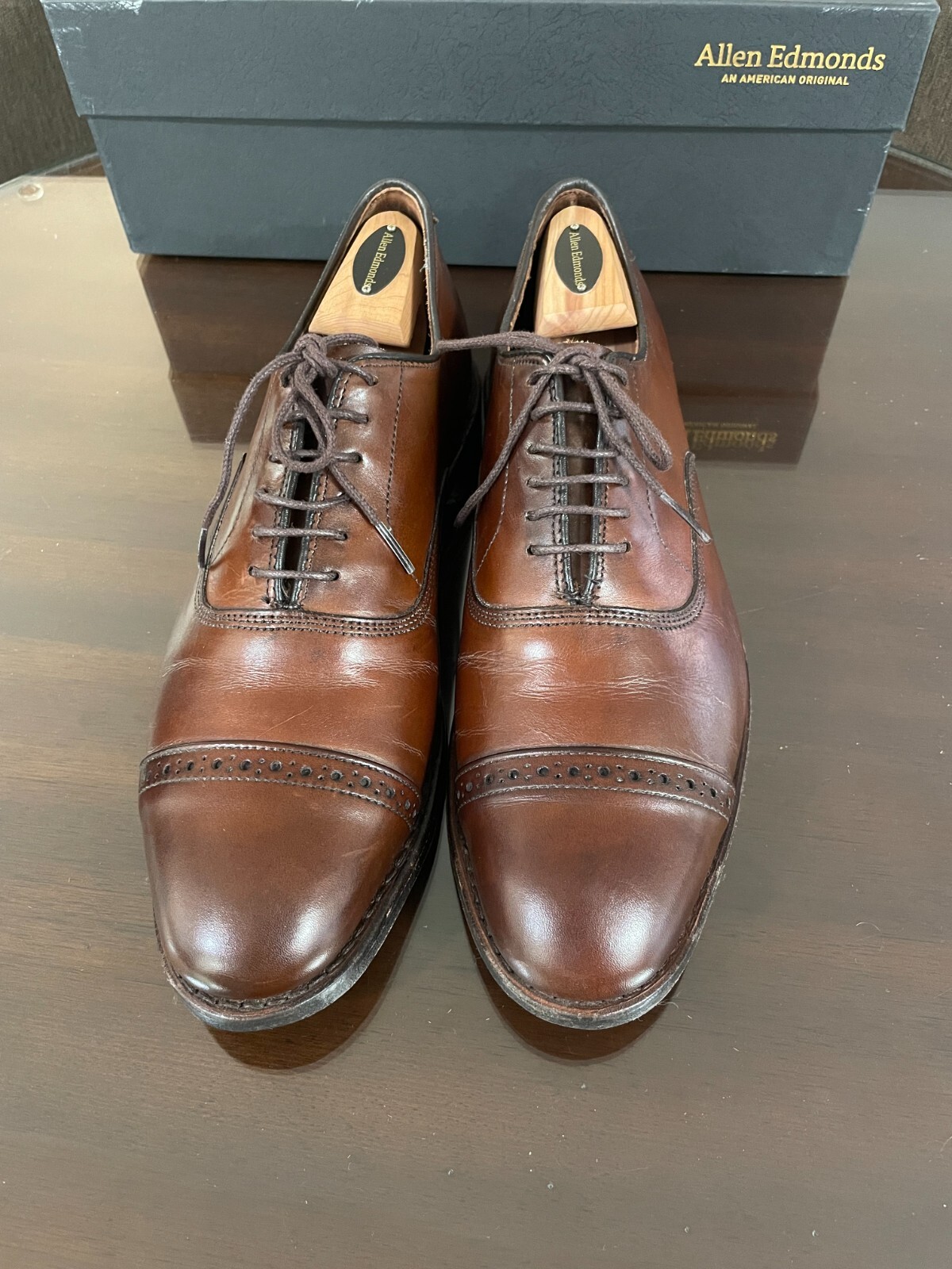 【size7/E】allen edmonds fifth avenue おまけ付 Fifth Avenue Cap-toe Oxford Dress Shoe with Dainite Sole
