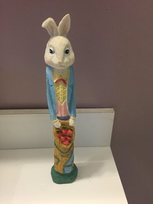 (2)Easter  Bunny Rabbit Figurines Indoor Home Decor pencil bunny mom & Dad