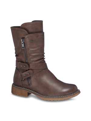 

GC SHOES Женские коричневые классические ботинки бренди с ремешком на щиколотке и круглым носком 9,5, Коричневый, BRANDY