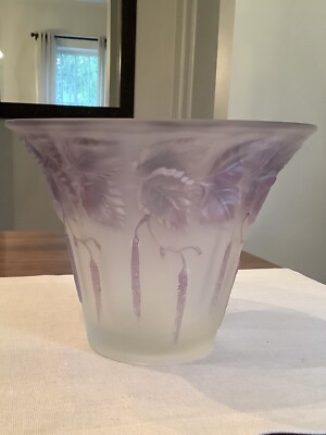 Joseph Inwald Barolac Birch Leaves Vase Purple Wash Czech Bohemian Art.