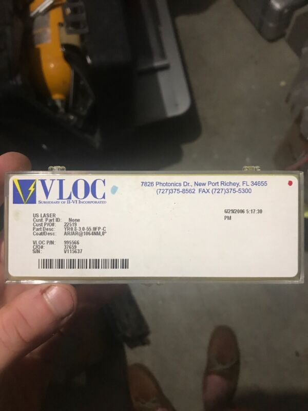 VLOC Nd:YAG Laser Rod YR0.8-3.0-55.0FP-C AR/AR 1064nm New In Box