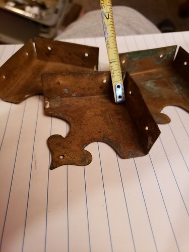 Set of 3 Brass Vintage Decorative Corner Bracket for Chest Case Box