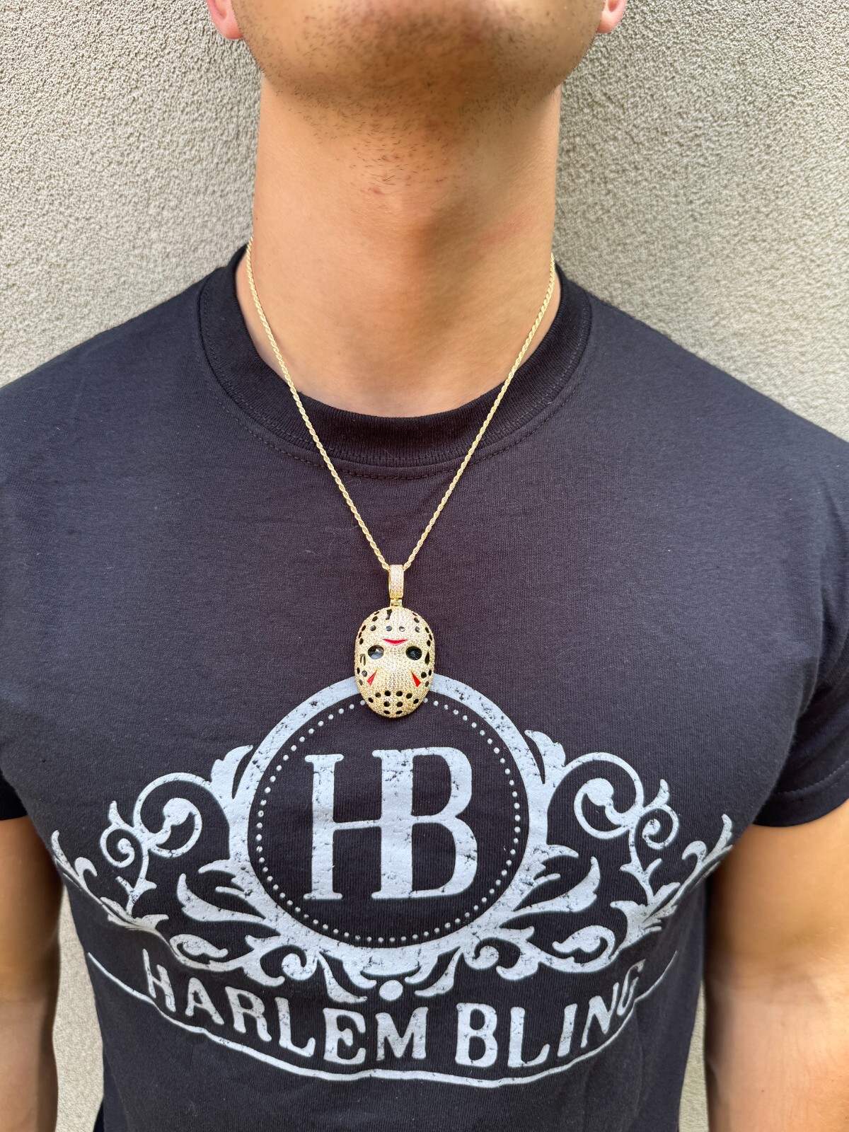 Pre-owned Hip Hop Real Moissanite Friday The 13th Jason Iced Pendant Necklace 925 Silver / Gold In White