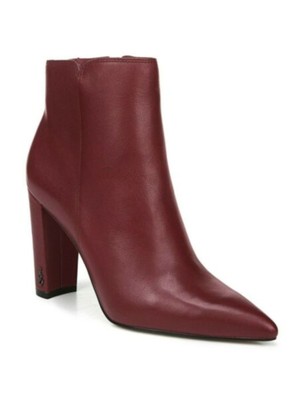 

Красные женские кожаные ботильоны SAM EDELMAN с острым носком на блочном каблуке, Красный, G0502L5