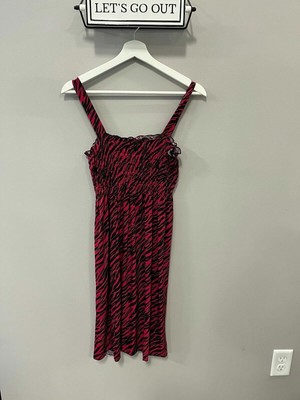 Ace Fashion Womens Printed Sundress, Pink Black Zebra Design, Size L