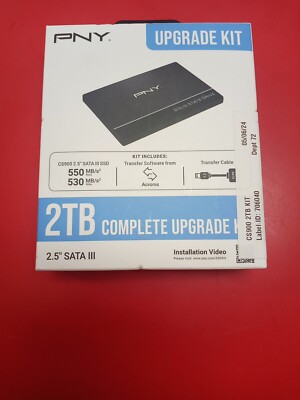 PNY CS900 2TB SATA III SSD Complete Upgrade Kit SSD7CS900-2TBKIT-RB BRAND NEW