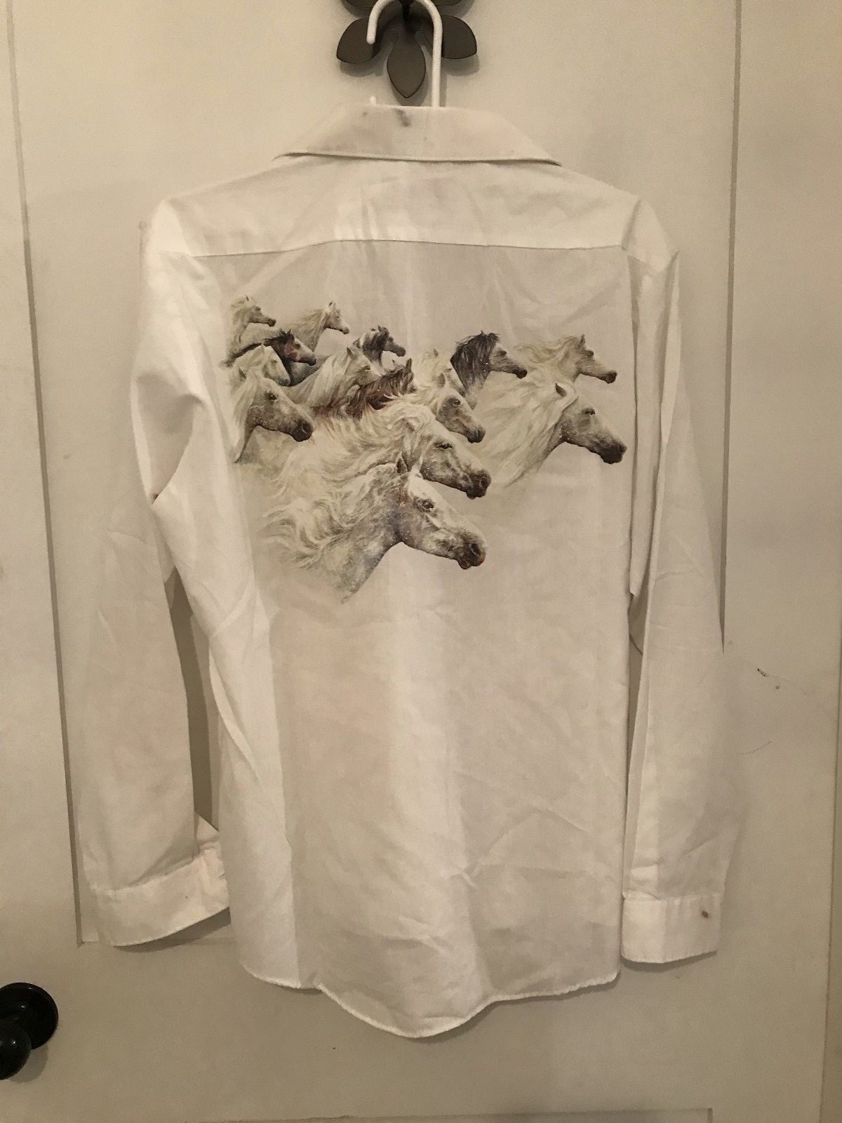 Apache Wild Horses Cowboy Rhinestone Shirt Size Medium 10 / 12