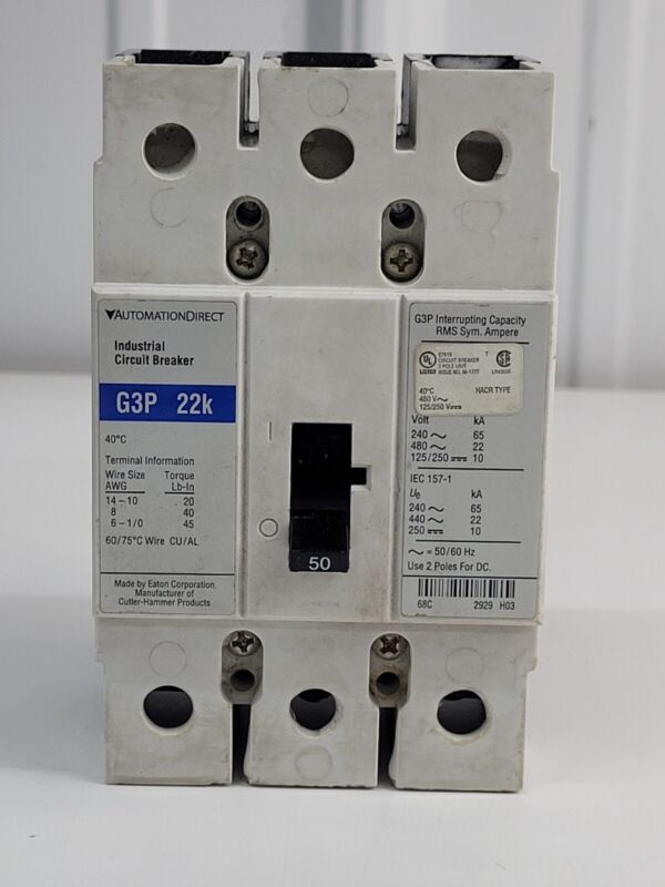 AUTOMATION DIRECT EATON Type G3P 22K Circuit Breaker 3 Pole 50 Amp NEW No Box x4