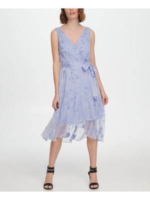 

Фиолетовое женское платье DKNY Hi-Lo без рукавов с V-образным вырезом ниже колена, Фиолетовый