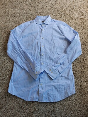 Hackett London Shirt Medium Mens Blue Striped Slim Fit Button Up Long Sleeve