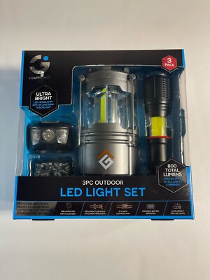 Smart Gear 3 PC Outdoor LED Light Set Lantern Headlight Flashlight Camping 