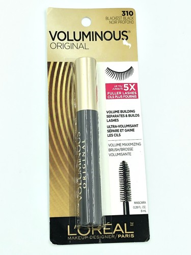 L'Oreal Voluminous Curved Mascara 310 Blackest Black .28 Fl oz x2 TWO