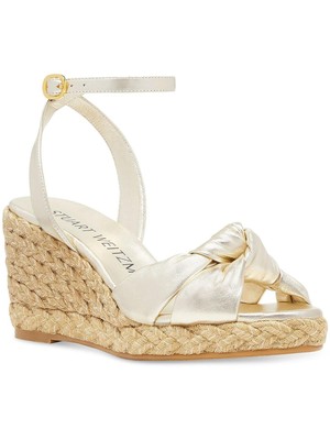 Женские золотые босоножки на танкетке STUART WEITZMAN с открытым носком Playa 6 B