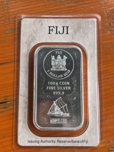 Heraeus Swiss Fiji 2018,  100g Silberbarren  Feinsilber 999 Silber in  Blister