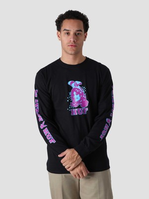 

HUF x Playboy Bunny LS Футболка Lifestyle Мужская черная повседневная спортивная футболка, Черный, HUF x Playboy Bunny LS Lifestyle T-Shirt