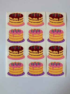 Vintage Mrs. Grossman s Stickers Lot Of 3 Strips BIRTHDAY CAKE Stickers 1988