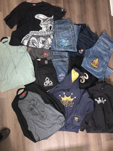 JNCO JEANS USA製 パッチ付き ブラックワイドデニムパンツ W33