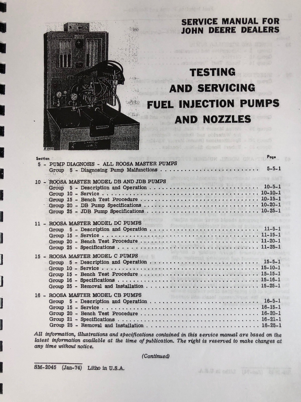 ... Array - service manual for john deere db jdb dc roosa master fuel  injection rh ebay