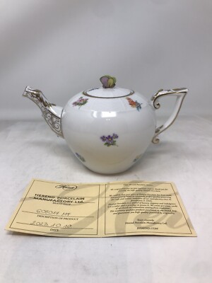 Herend Kimberly Butterlfy Knob Teapot MF 608-0-17 Shape COA
