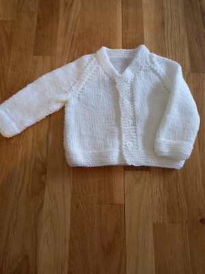 Baby's Hand Knitted  Cardigan 0 - 3 Months in White