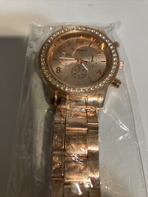 Geneva Wrist Watch for Women Rose Gold Plated