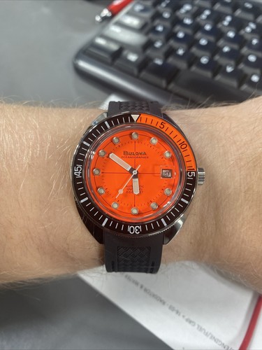 Bulova Oceanographer Automatic Orange Devil Sapphire Diver Men\'s Watch  96B350 | eBay