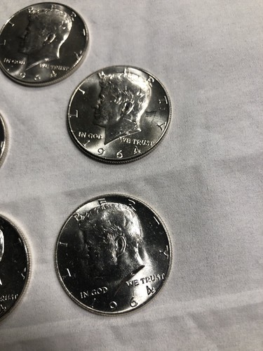 (5) Lot OfFive 1964 John F. Kennedy 90% Silver Half Dollars - BU Beautiful Coins