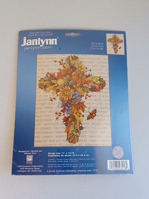 JanLynn FLORAL CROSS Autumn Harvest Thanksgiving Cross Stitch Kit #023-0458