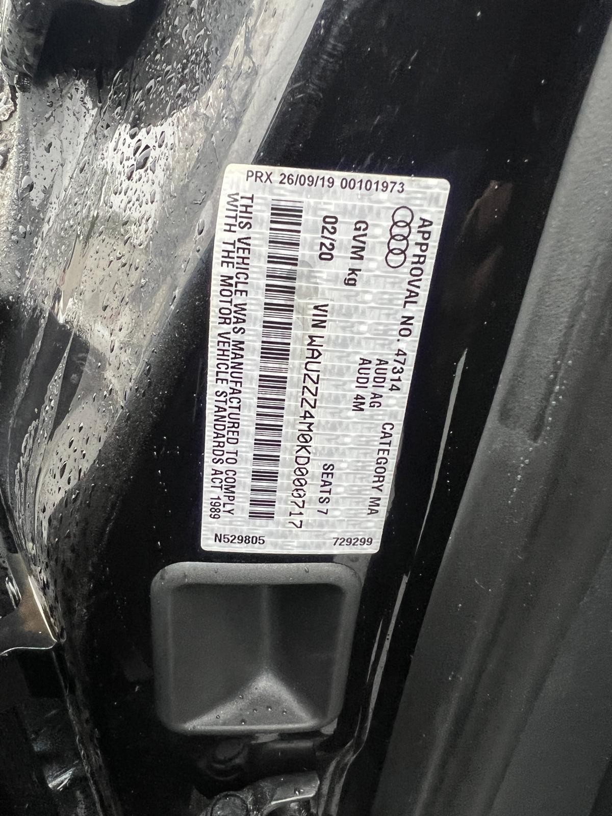 2020 Audi Q7 4M 09/2015-2025 AIR CLEANER 3.0L DIESEL 4M0133837 image 2