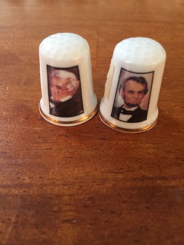 Andrew Jackson Abraham Lincoln Finsbury Fine Bone China Thimbles Made in England
