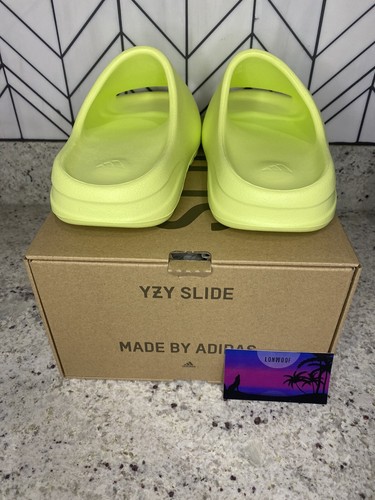 Pre-owned Yeezy 2022  Slide Sandal Glow Green Size 7&12 Hq6447 Fast Shipping 100% Authentic