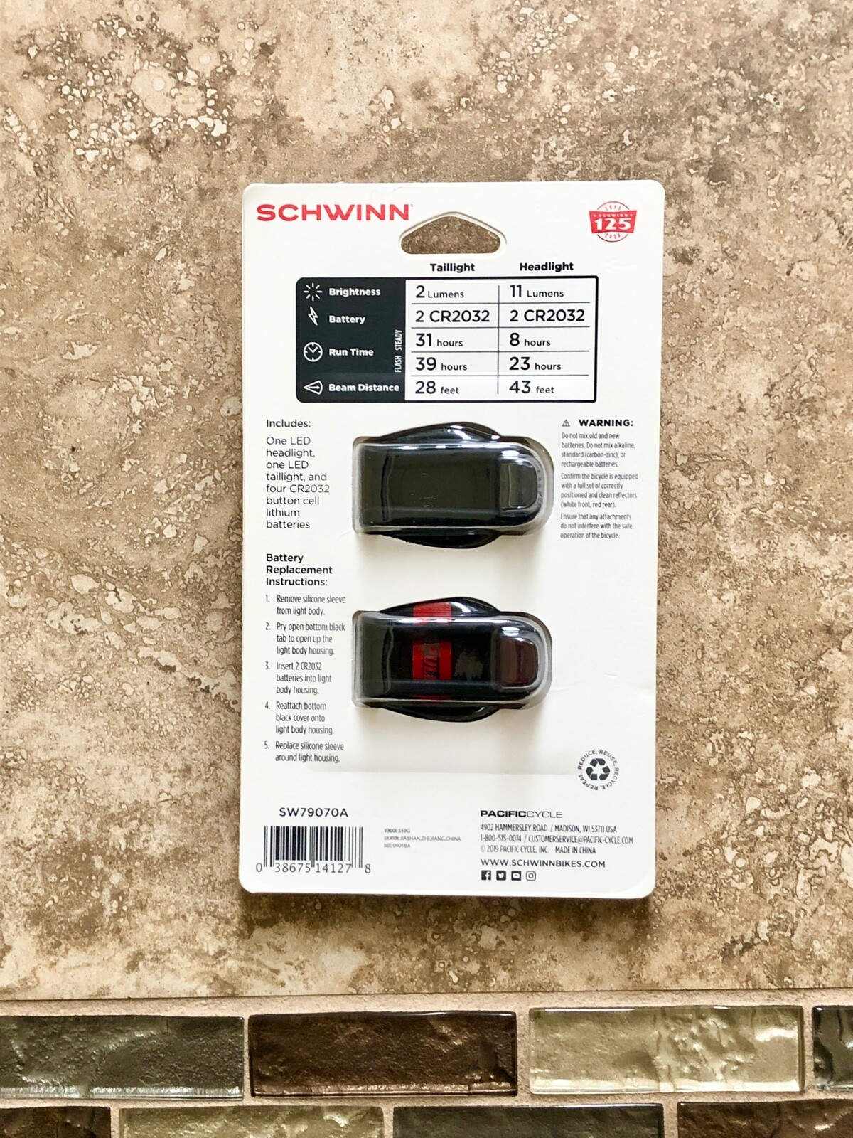 Schwinn Quick Wrap Bike Lights 11L  2LED - Black. New, Unopened