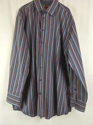 Luciano Visconti Black 3XL blue gray coral dot stripe Portugal 