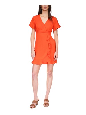 Женское оранжевое мини-платье MICHAEL MICHAEL KORS с подкладкой спереди на талии M